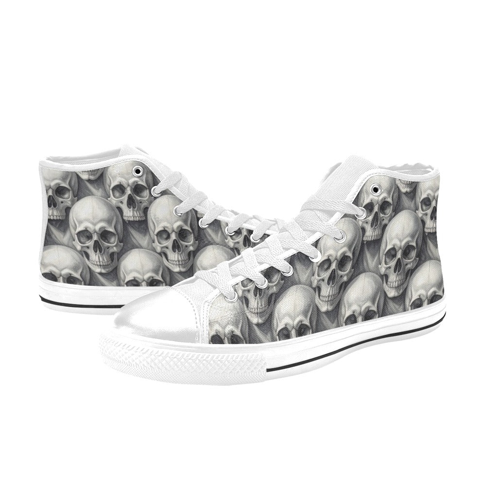 Art Skull Gothic Dark Men's High Top Canvas Shoes | Freaky Shoes®