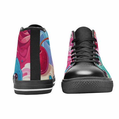 WOMEN'S Melting Icecream Monster Cherry High Top Canvas Cottagecore Sneakers