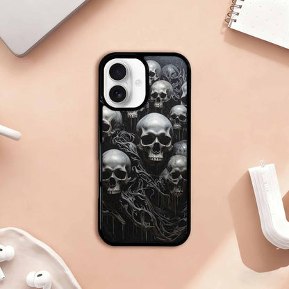 iPhone 17 Case — Grey Dark Black And Gothic Skulls, Custom Designed Case Cover