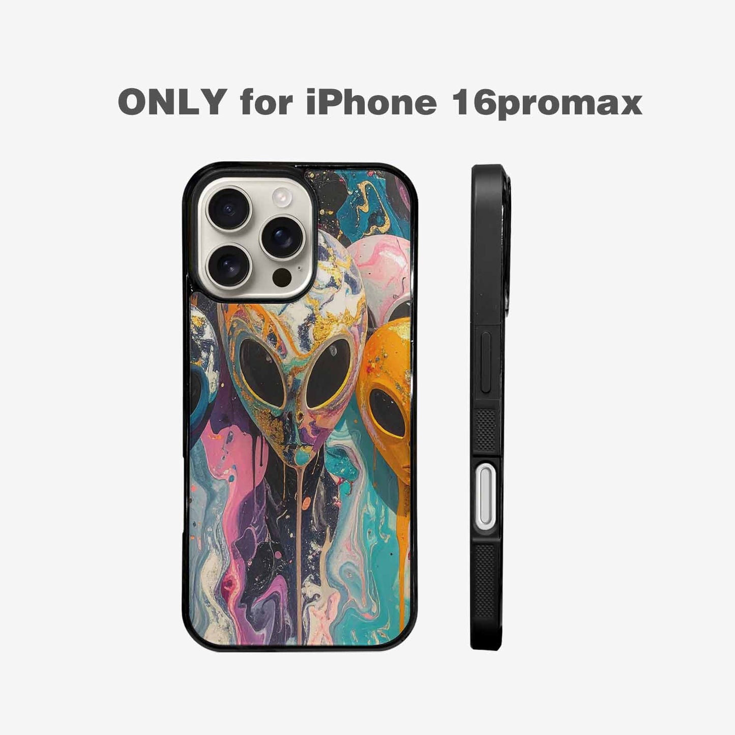 iPhone 16 Pro Max Case — Aliens Marblealiens Pattern Dng Personalized Phone, Custom Print Case Cover