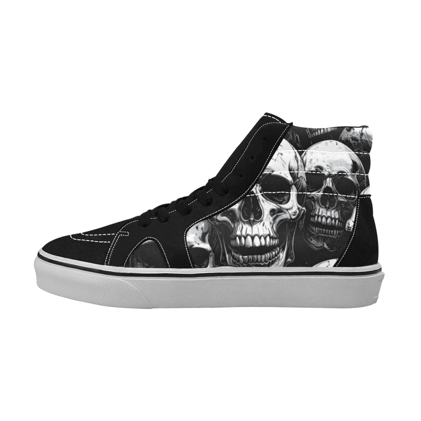 MEN'S Aggressive Comic Skull Black High Top Skateboarding Wallpaper Art Custom Sneakers
