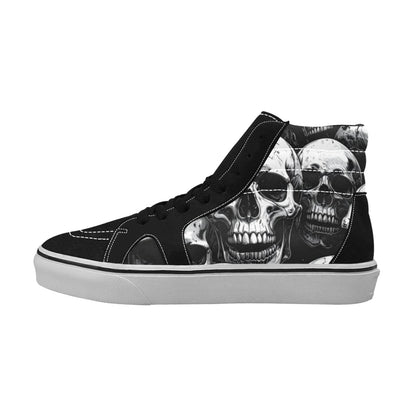 WOMEN'S Aggressive Comic Skull Black High Top Skateboarding Vivid Custom Sneakers