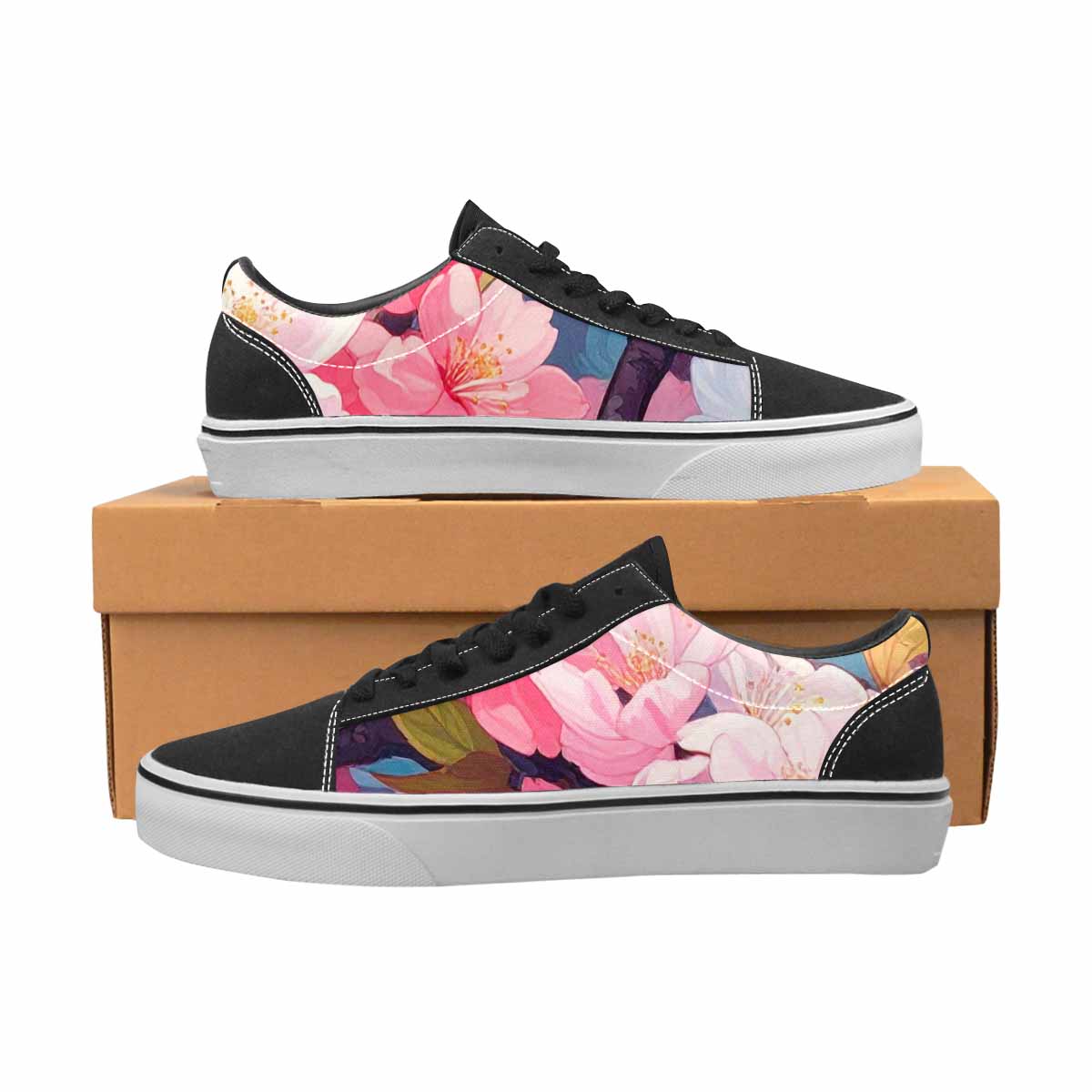 WOMEN'S Cherry Blossom Branch Lace-Up Canvas Surreal Custom Shoes