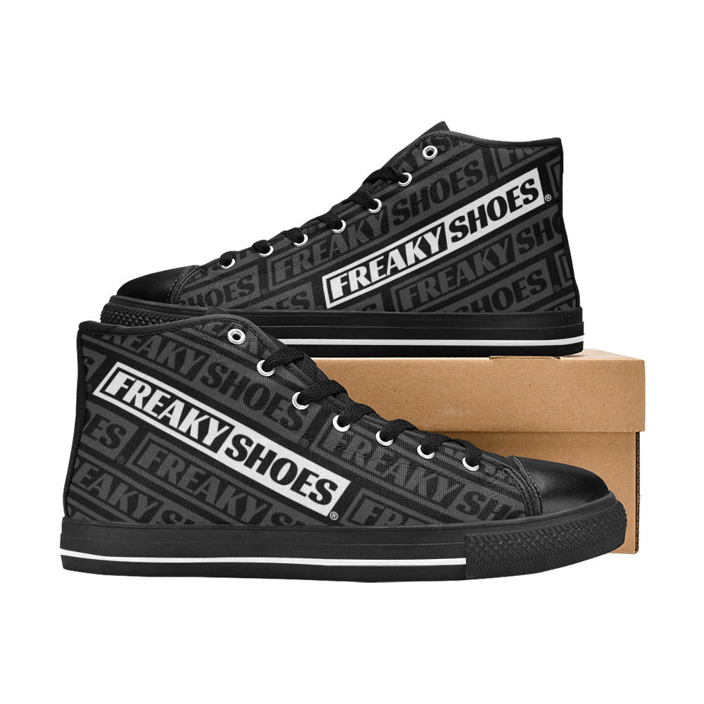WOMEN'S Freaky Shoes Logo Print High Top Canvas Neon Fantasy Shoes