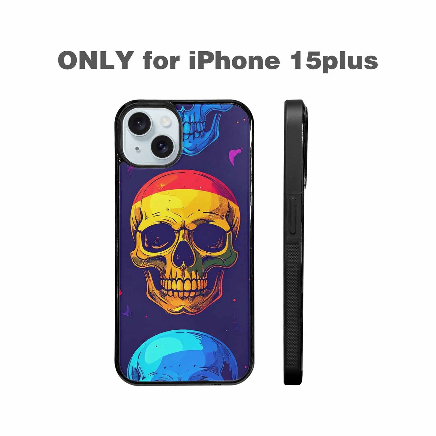 iPhone 15 Plus Case — Pride Flag Skulls Seamless Pattern Vibrant, Custom Phone Case
