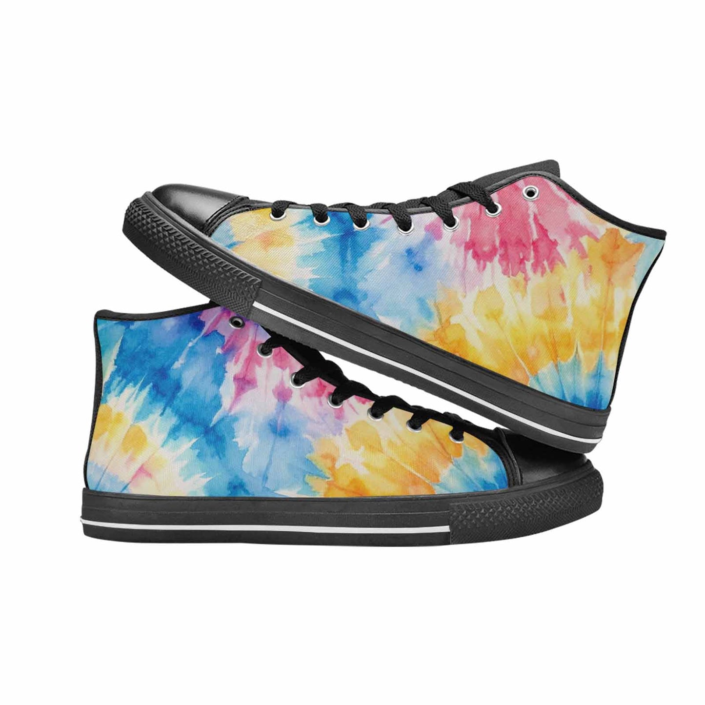 MEN'S Tie Dye Swirl High Top Canvas Vibrant Chaos Sneakers