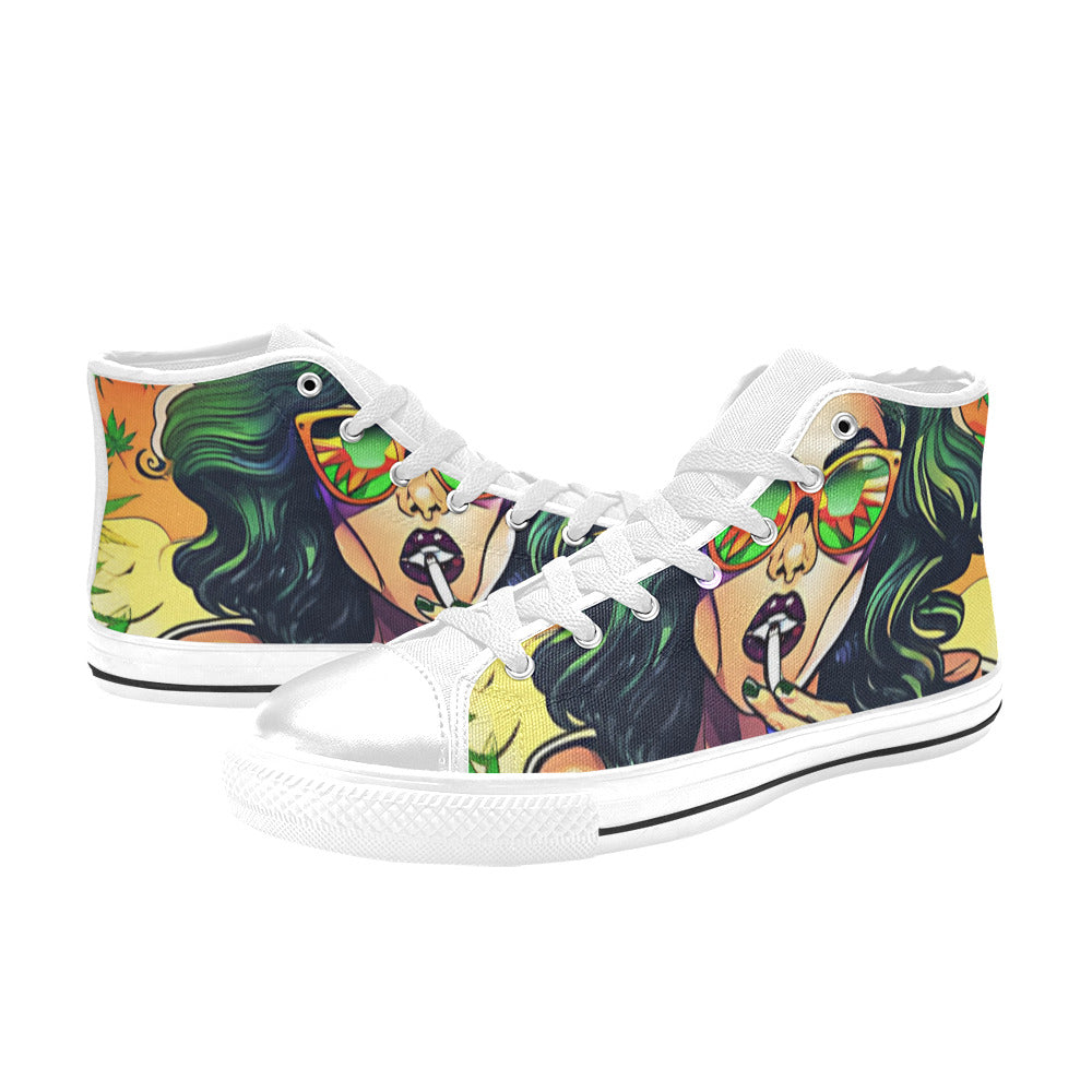 WOMEN'S Comic Book Art Woman High Top Canvas Y2K Sneakers