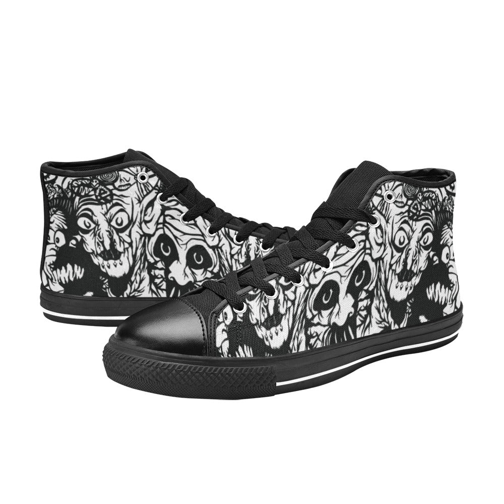 WOMEN'S Darkness Black Ink Art High Top Canvas Vivid Custom Shoes