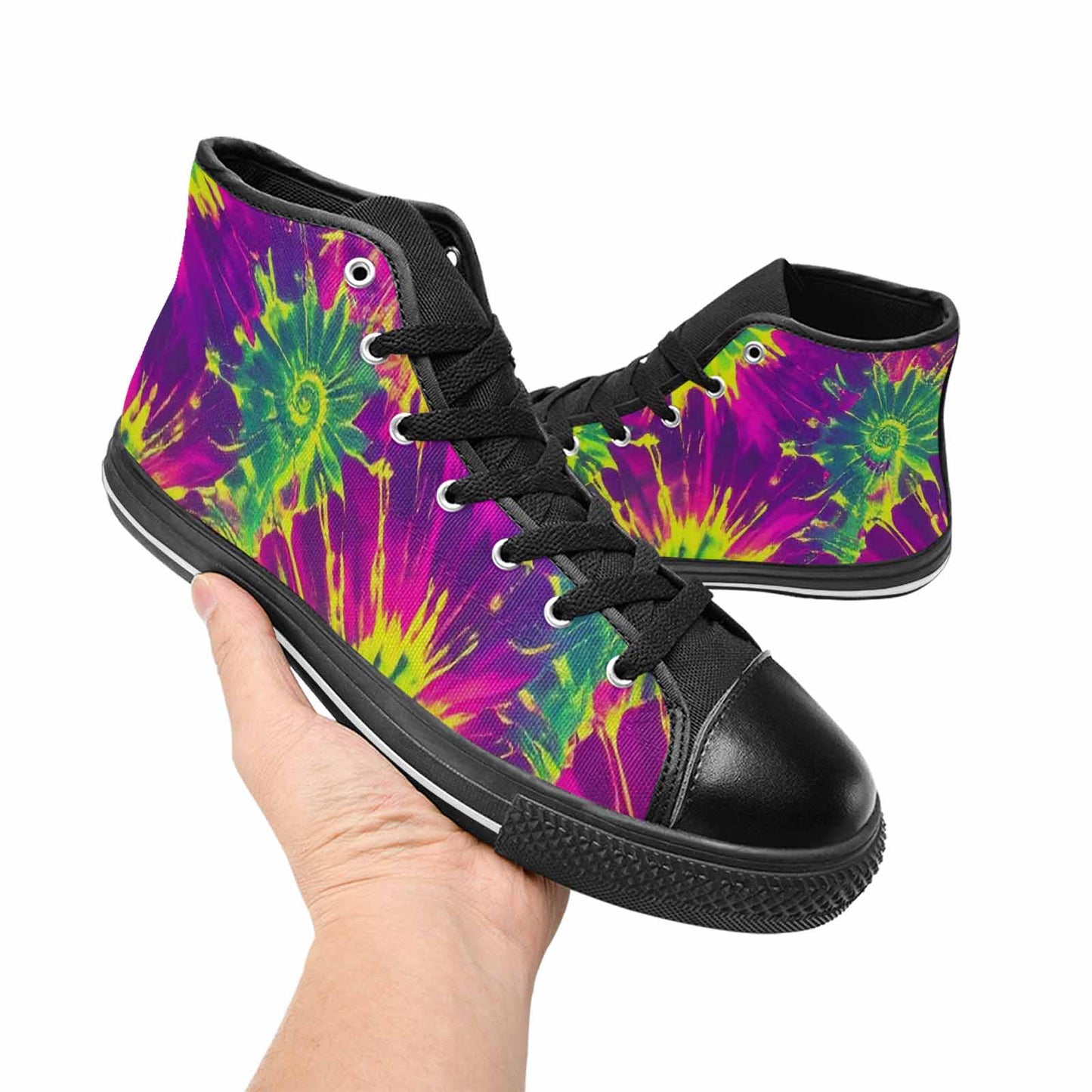 MEN'S Tie Dye - High Top Canvas Wallpaper Art Custom Sneakers