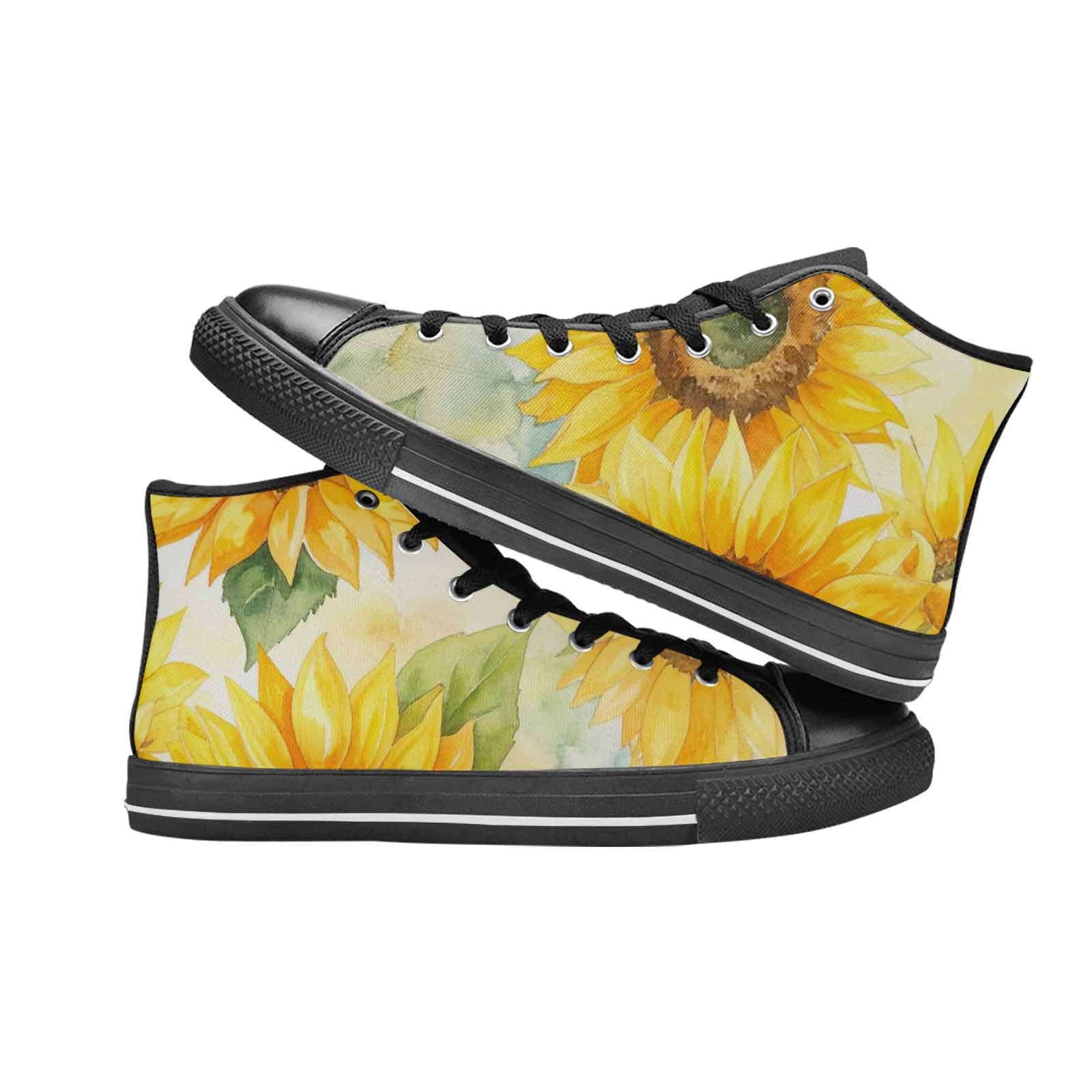 WOMEN'S Sunflowers Watercolor High Top Canvas Y2K Custom Shoes