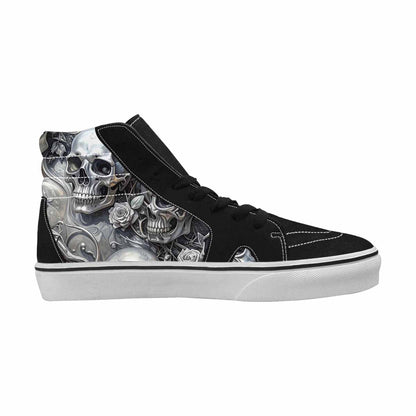 WOMEN'S Skulls Roses Chrome Airbrush High Top Canvas Aesthetic Sneakers