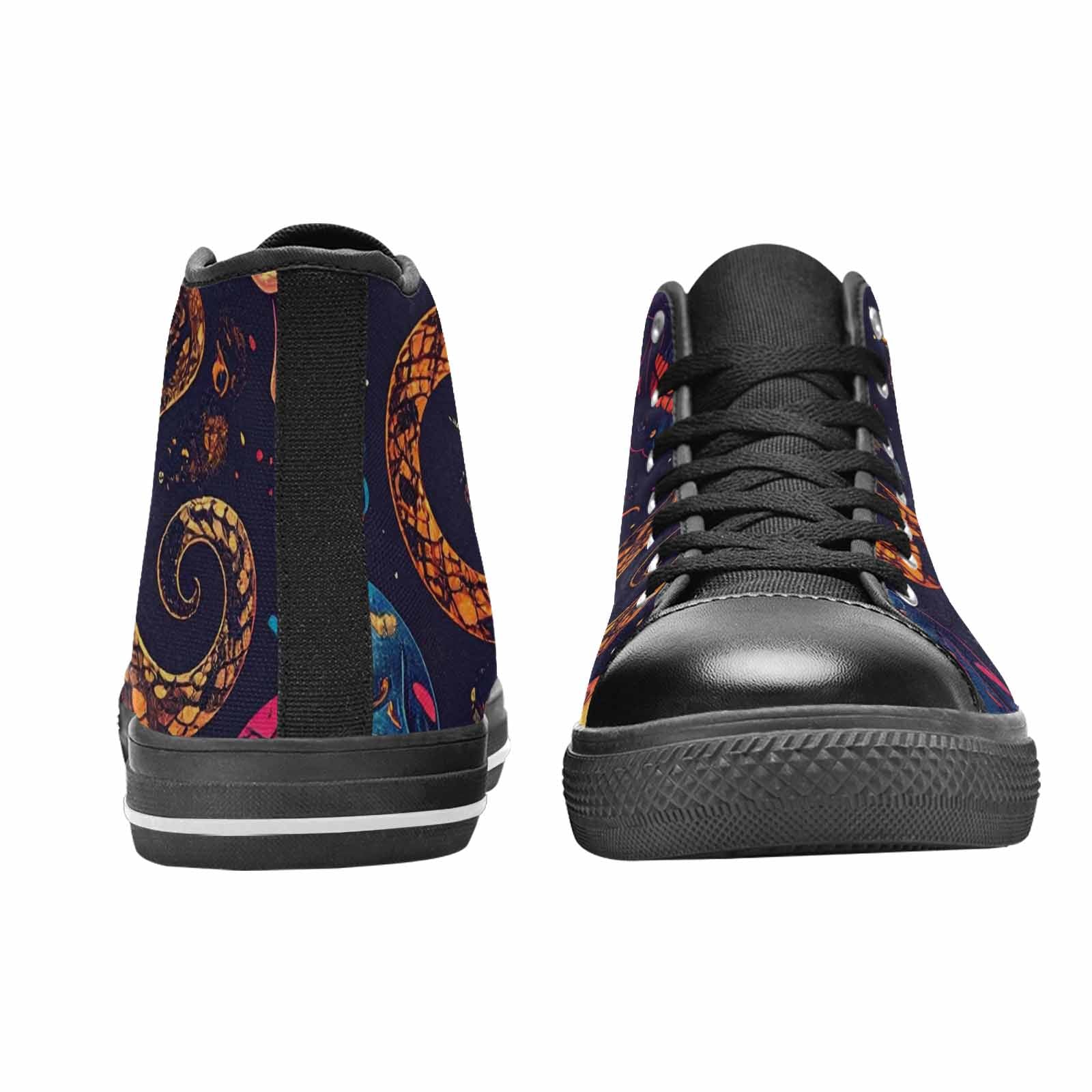 WOMEN'S Snake Skulls Print High Top Canvas Neon Fantasy Custom Shoes
