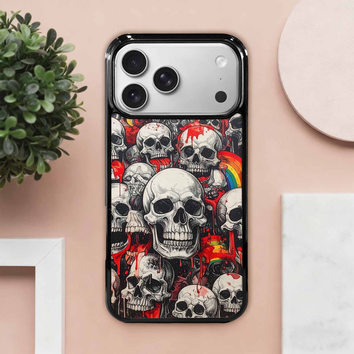iPhone 17 Pro Max Case — Rainbow From Skull\'s Mouth Gothic Skulls, Custom Print Case Cover