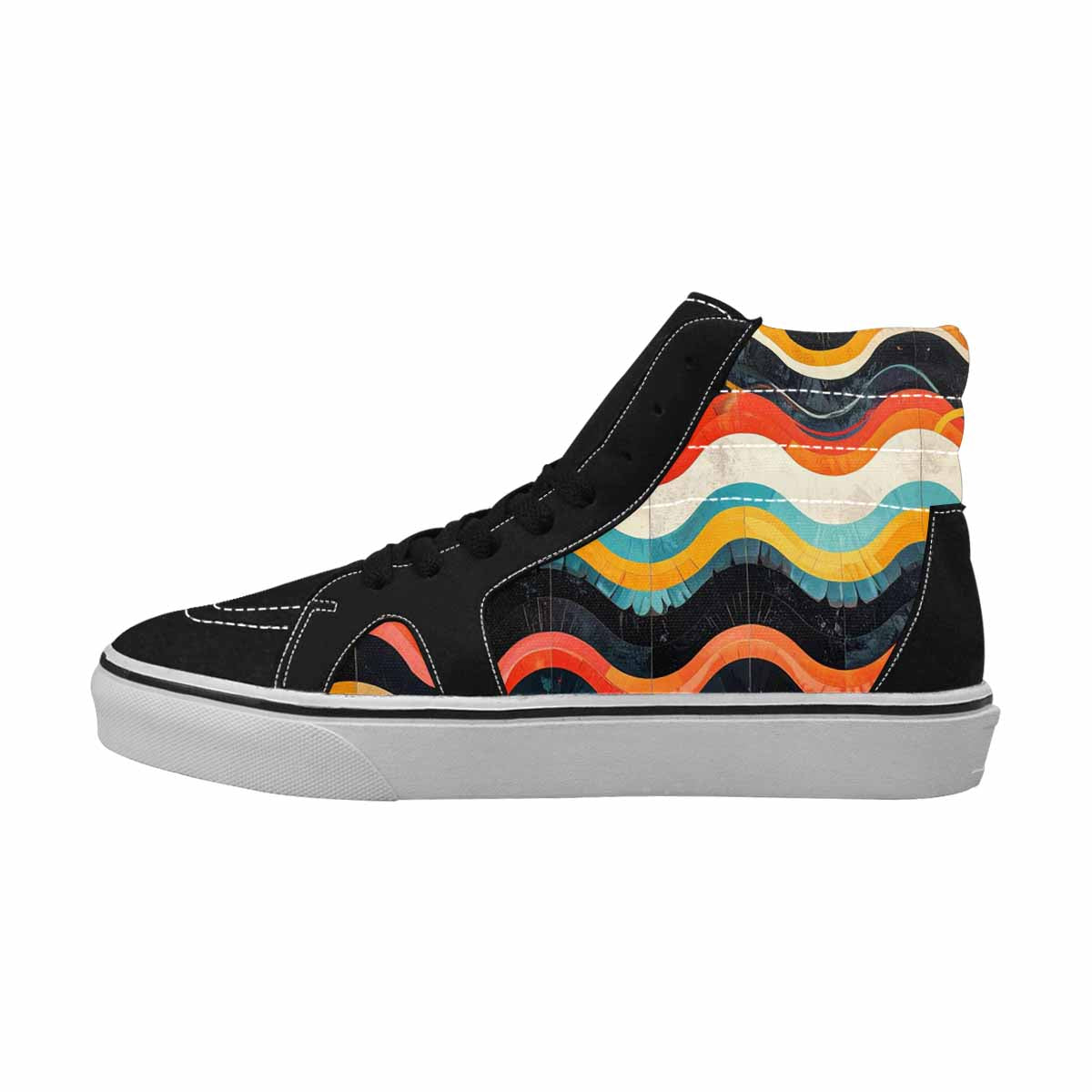 MEN'S Retro Wave Scallop Stripe High Top Canvas Vivid Sneakers