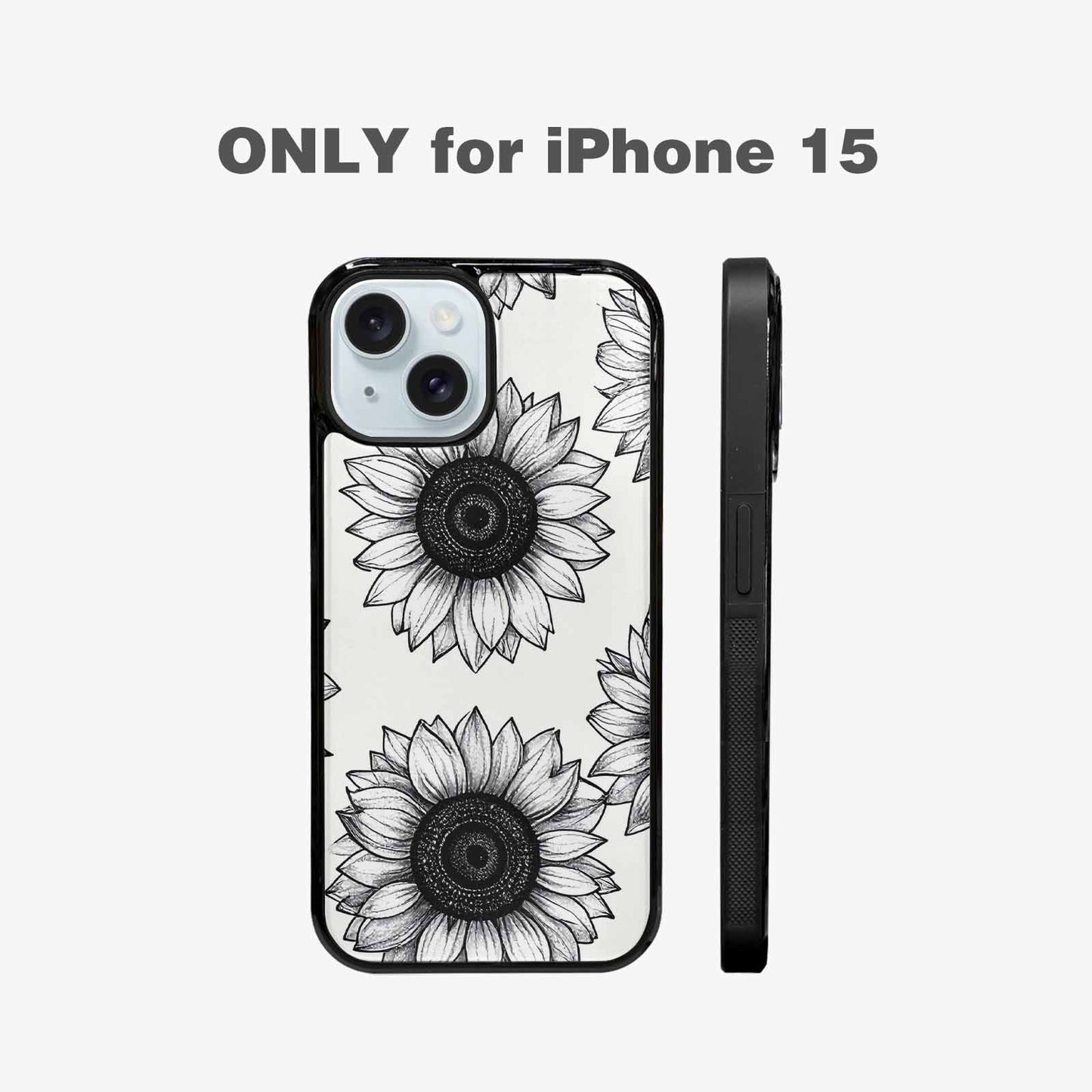 iPhone 15 Case — Minimalist Line Art Sunflower, Customized Protective Case