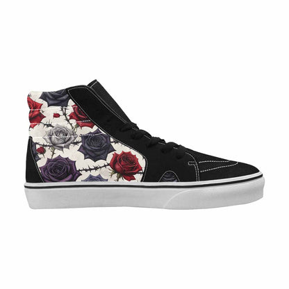 MEN'S Black Gothic Rose High Top Canvas Grunge Shoes