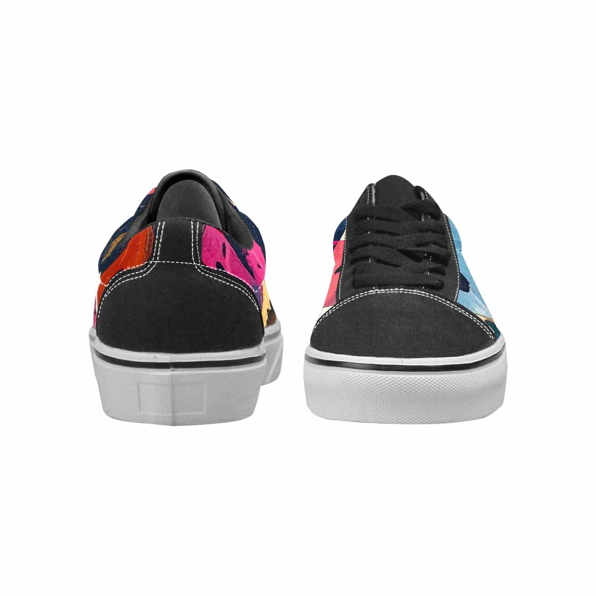 WOMEN'S Cow Animal Print Canvas Lace-Up Vibrant Chaos Custom Sneakers