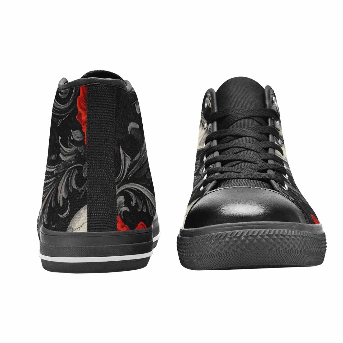 WOMEN'S Skulls Roses Fine Line High Top Canvas Vivid Shoes