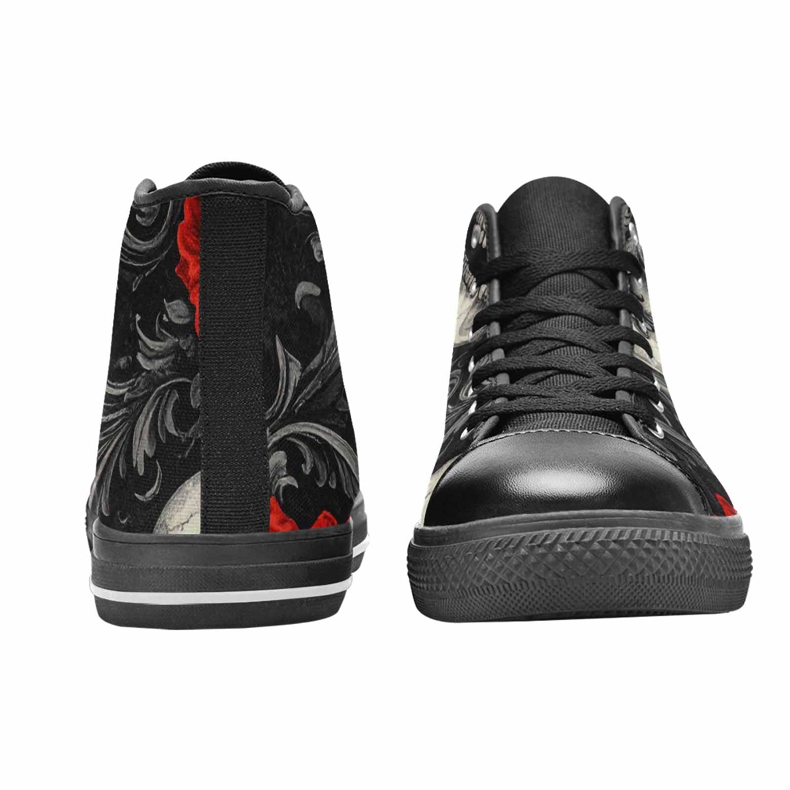 WOMEN'S Skulls Roses Fine Line High Top Canvas Vivid Shoes