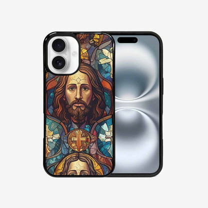 iPhone 16 Case — Jesus Face Small Cross And Faith, Custom Designed Case Cover