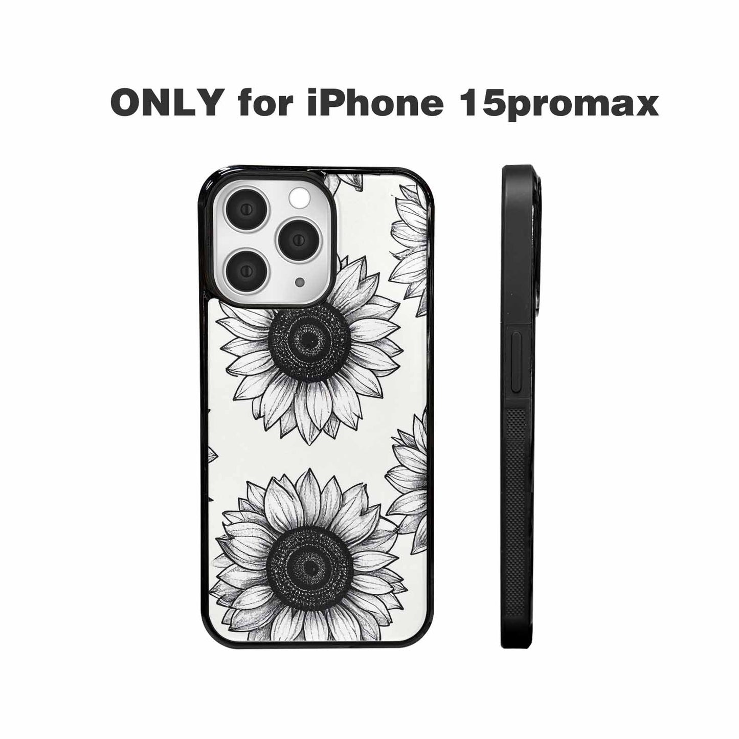 iPhone 15 Pro Max Case — Minimalist Line Art Sunflower, Custom Made Phone Cover