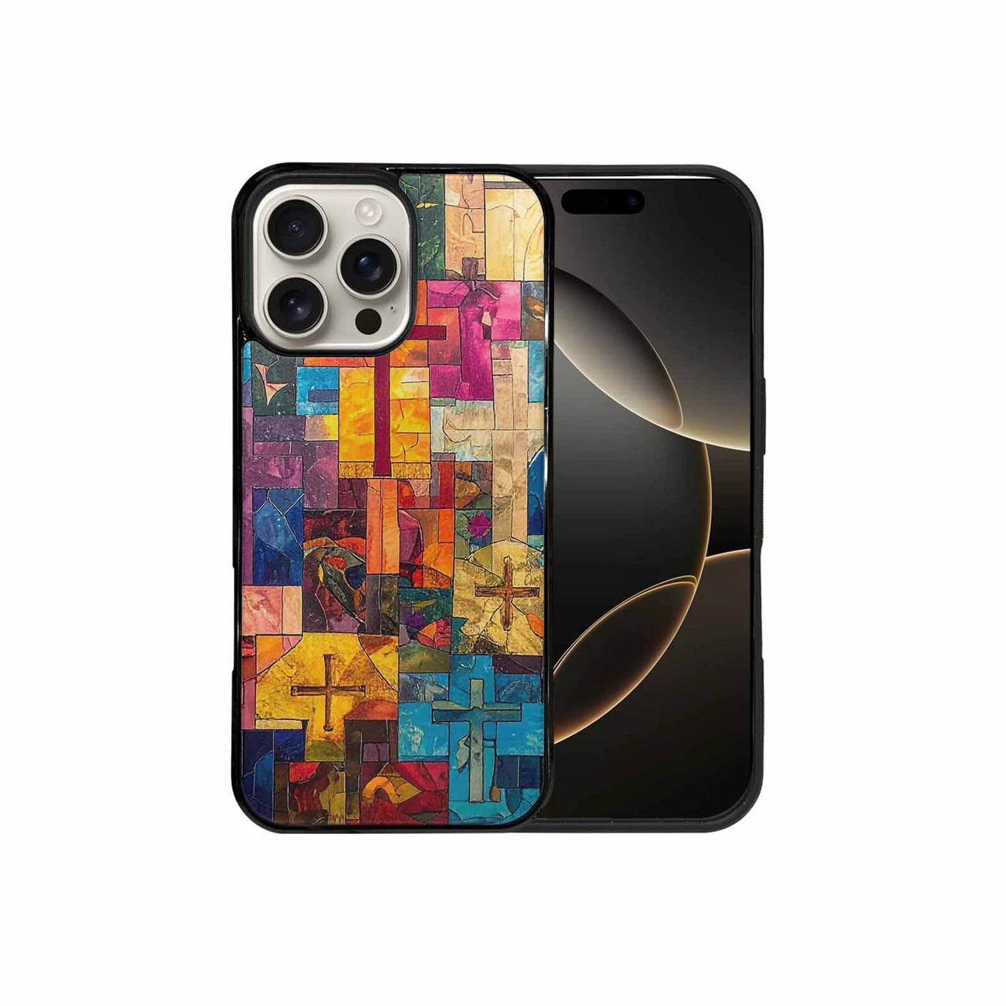 iPhone 16 Pro Max Case — Faith Cross And Faith Icons Pattern, Custom Designed Case Cover