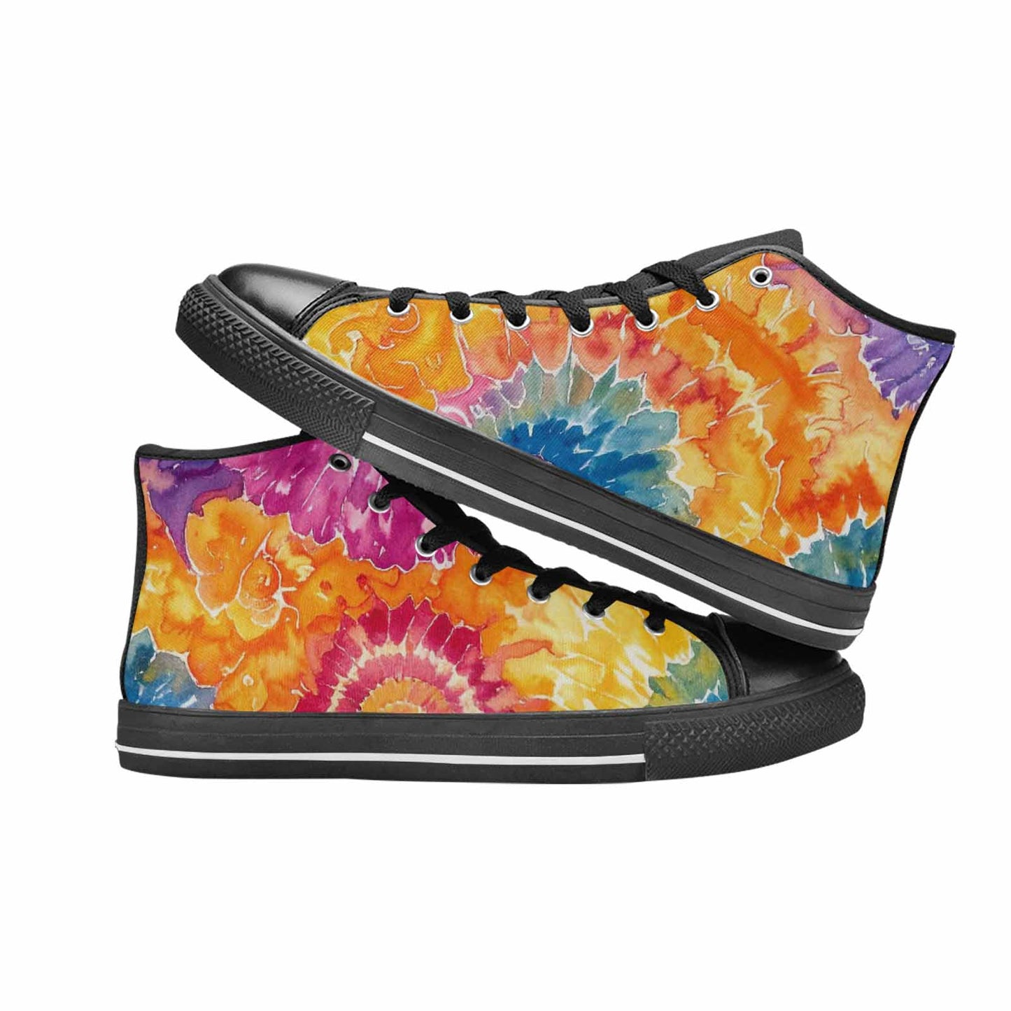 MEN'S Tie Dye Swirl High Top Canvas Wallpaper Art Custom Shoes