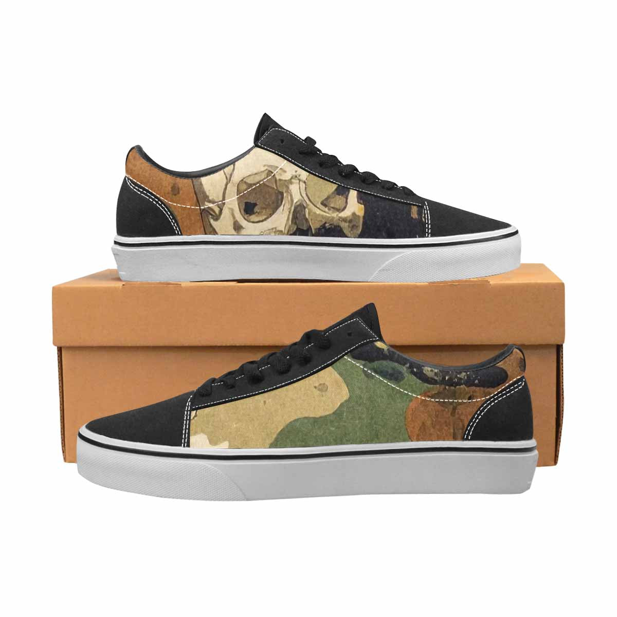 MEN'S Military Camo Skull Canvas Lace-Up Grunge Shoes
