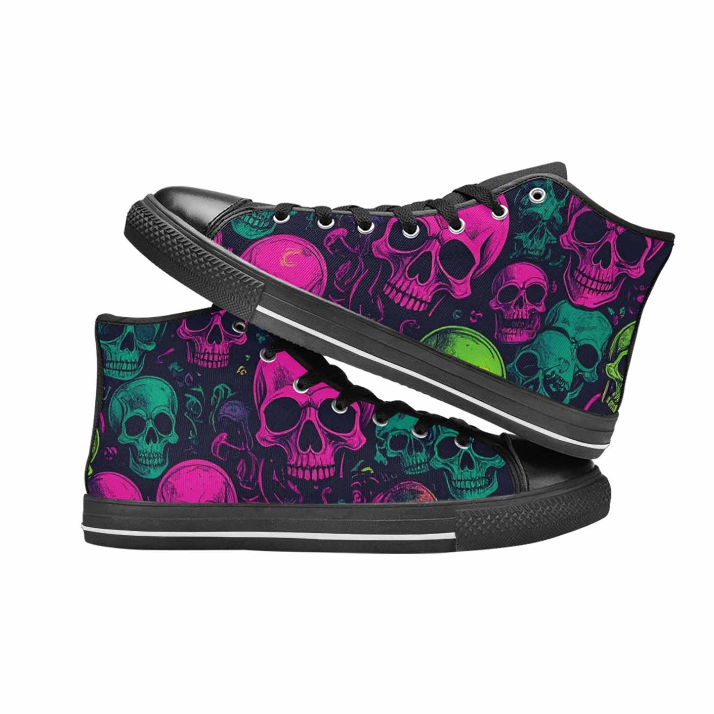 MEN'S Skulls - Neon High Top Canvas Vibrant Chaos Shoes