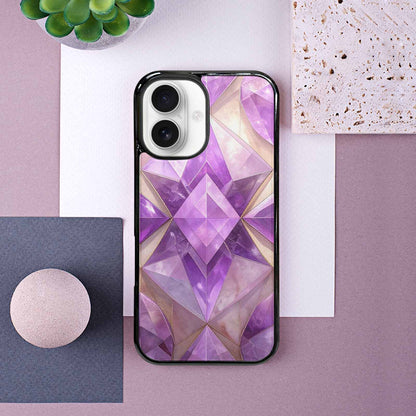 iPhone 16 Case — Amethyst Crystal Art Pattern, Custom Made Phone Cover