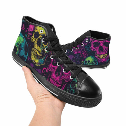 WOMEN'S Skulls - Neon High Top Canvas Dark Academia Custom Shoes