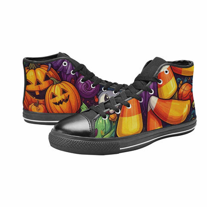 MEN'S Halloween Witches Ghouls High Top Canvas Vibrant Chaos Shoes