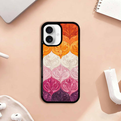 iPhone 17 Case — Lesbian Flag Color Theme Original Art, Custom Made Phone Cover