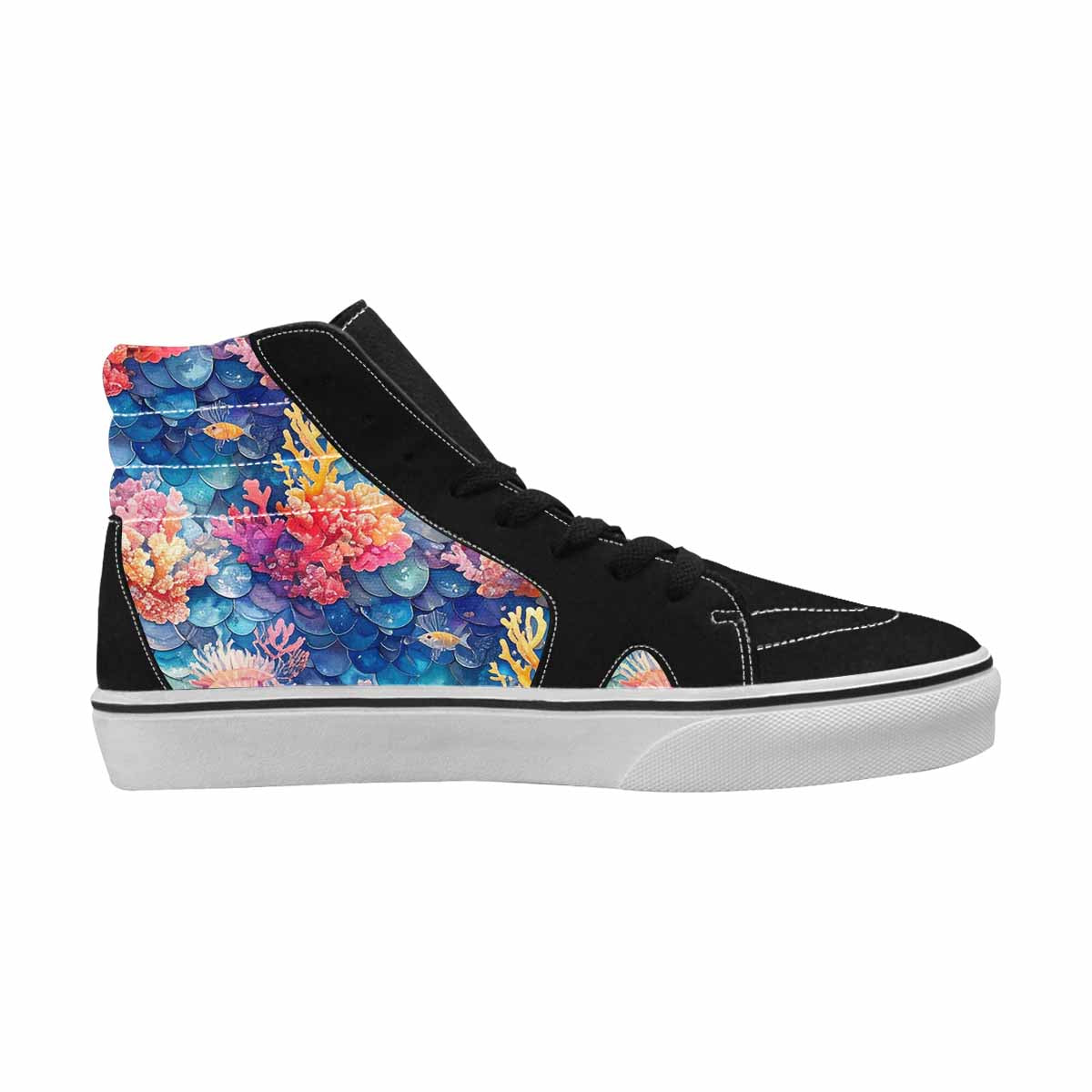 MEN'S Fish Scale Coral High Top Canvas Vivid Custom Sneakers