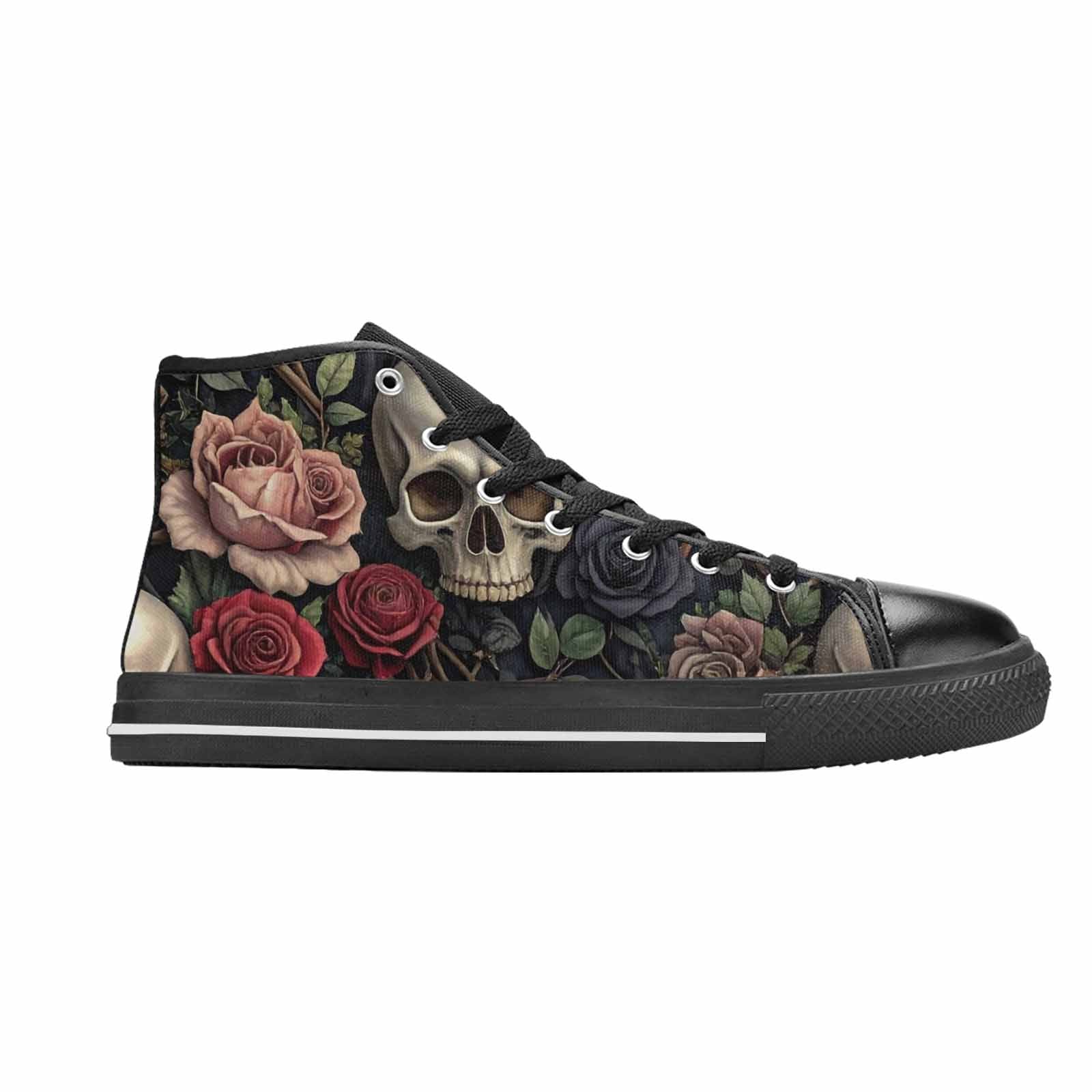 MEN'S Skulls - Roses High Top Canvas Cottagecore Custom Shoes