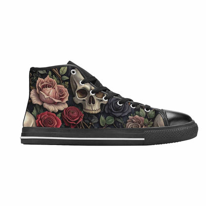 MEN'S Skulls - Roses High Top Canvas Cottagecore Custom Shoes