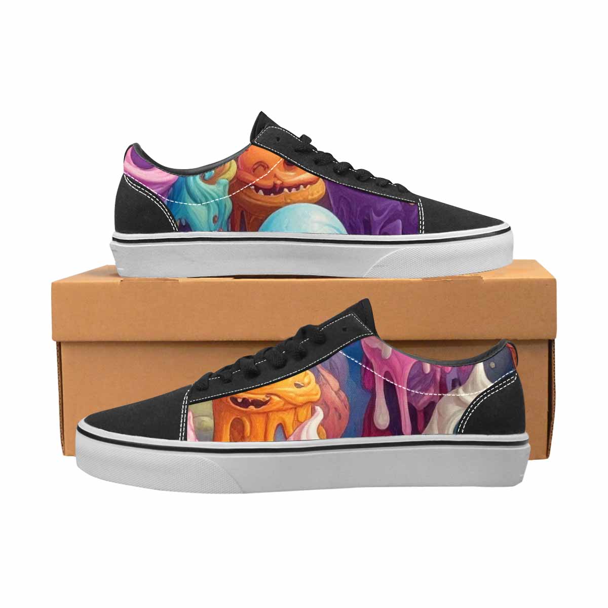 WOMEN'S Melting Ice Cream Monster Lace-Up Canvas Grunge Shoes