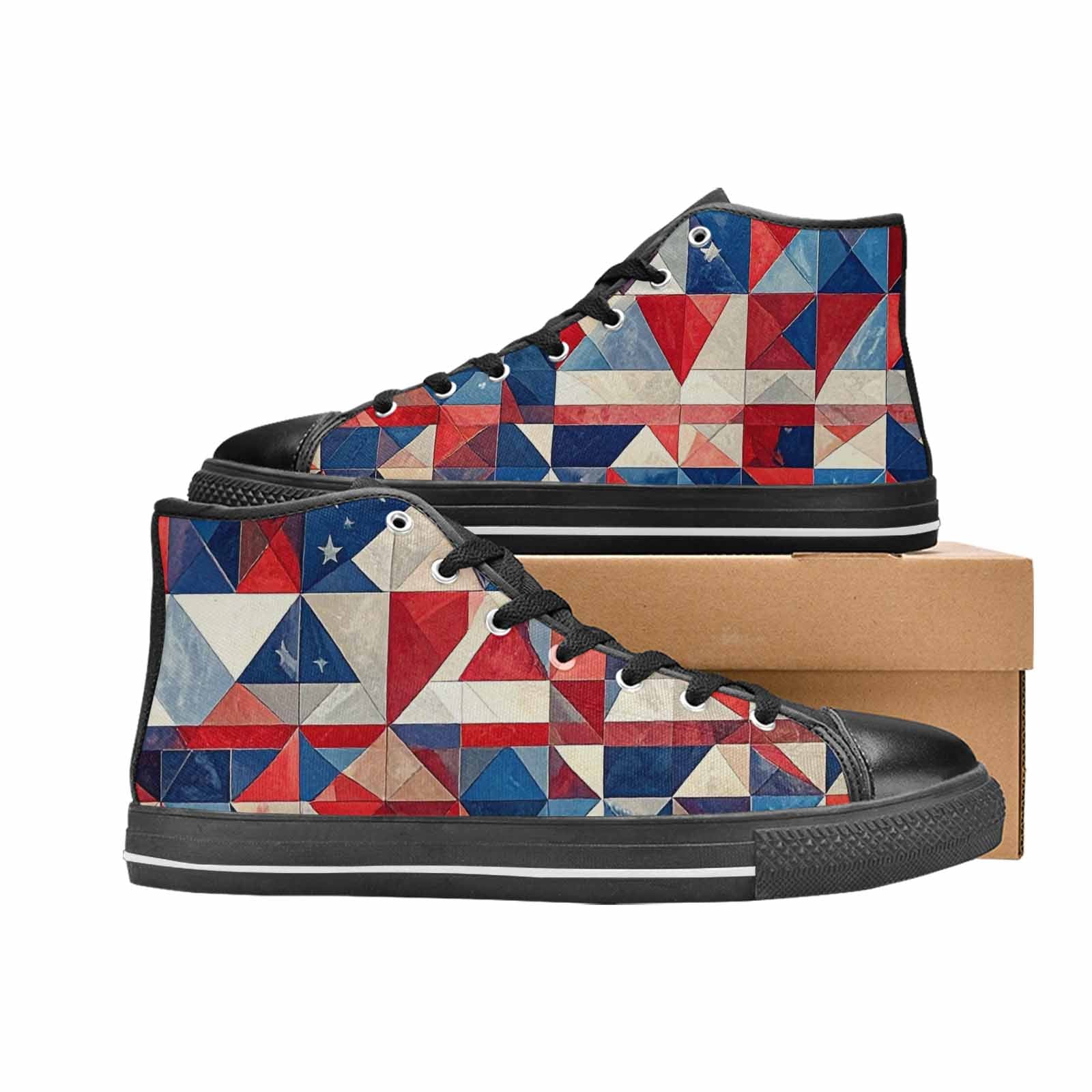 MEN'S American Flag Stars High Top Canvas Neon Fantasy Custom Sneakers