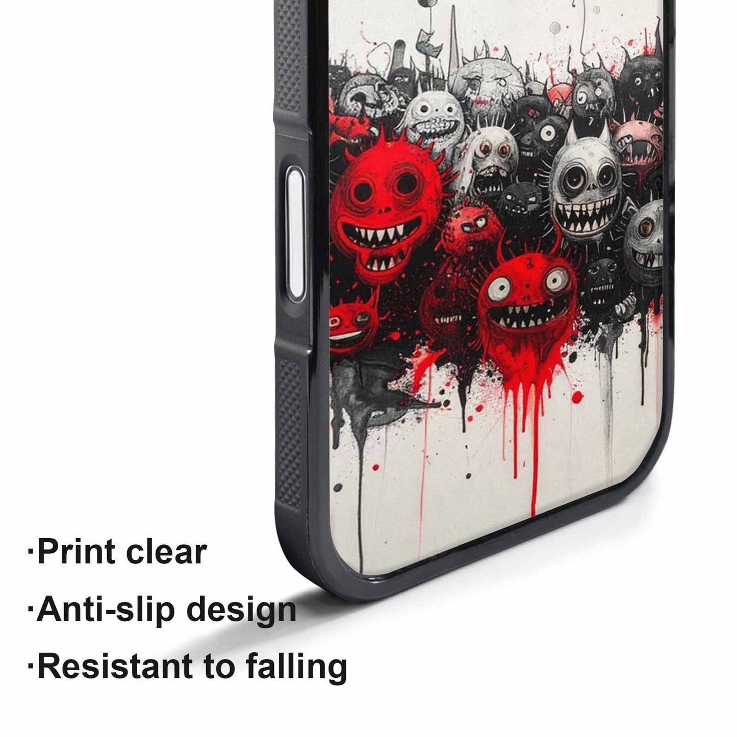 iPhone 17 Pro Case — Black Red Ink Monsters General Cartoon, Original Design Phone Case