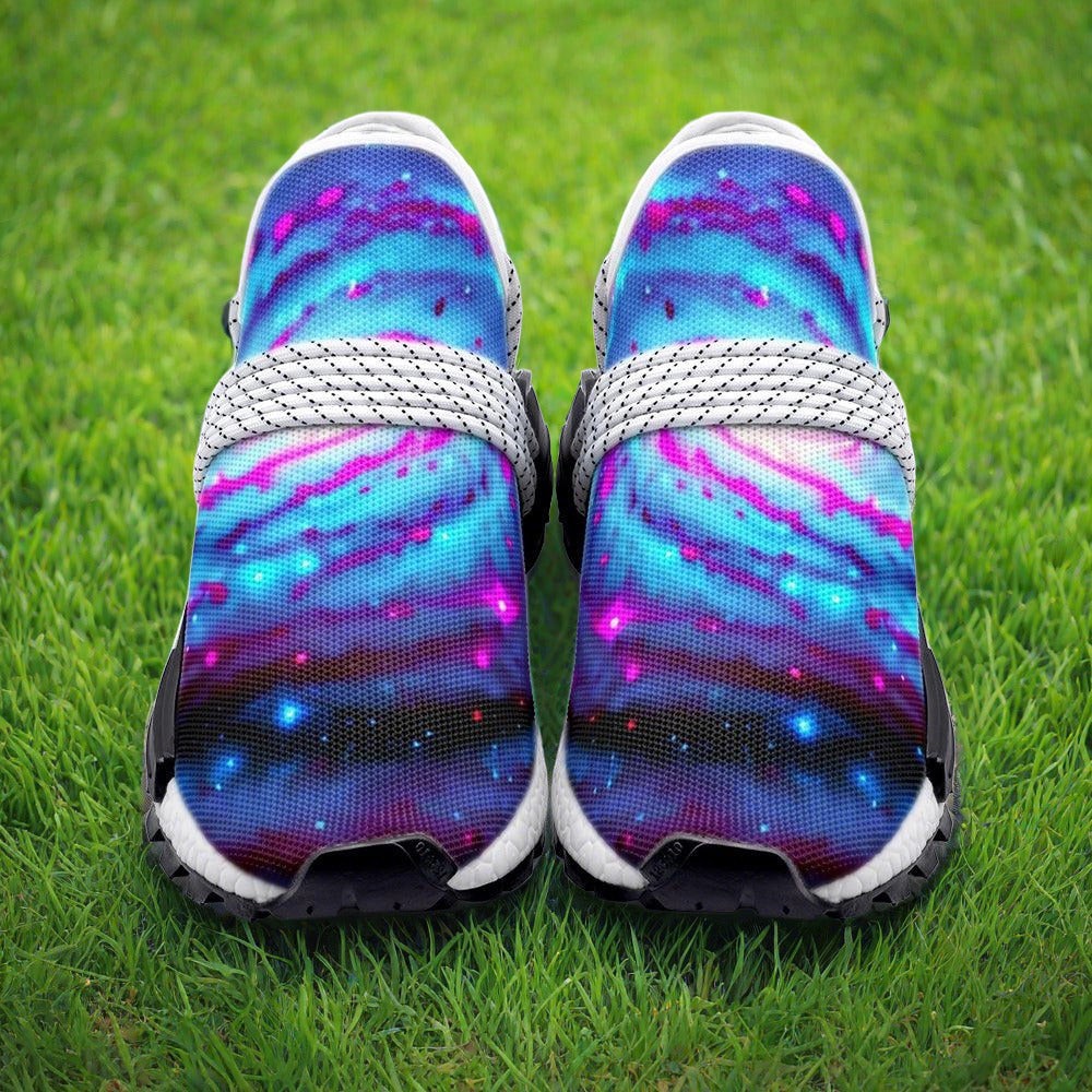 Galaxy Twist hand-made high-top canvas shoes — unique wearable art by Freaky Shoes