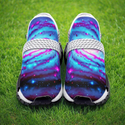 Galaxy Twist hand-made high-top canvas shoes — unique wearable art by Freaky Shoes