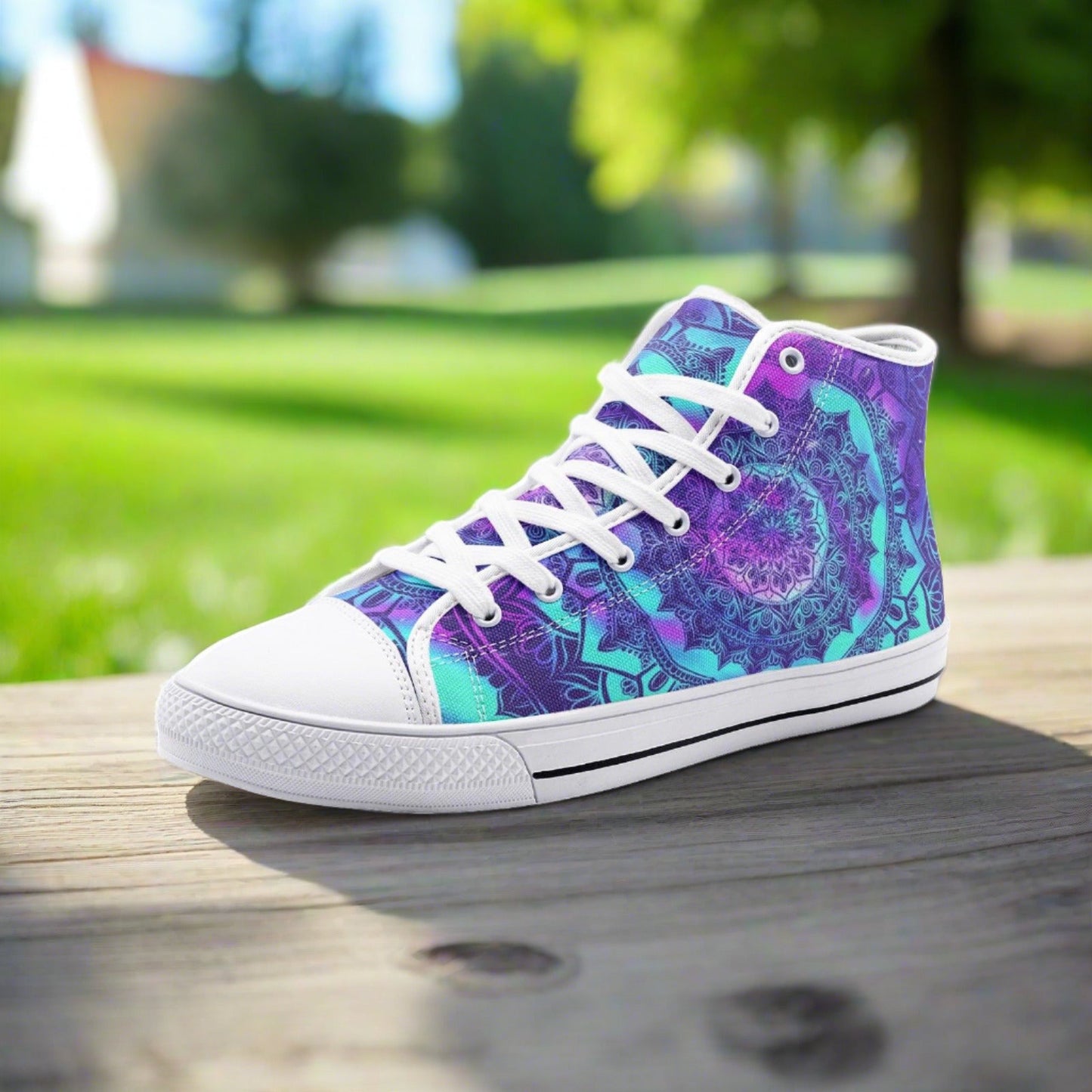 Celtic Silver Blue Vivid Bold Art - Freaky Shoes | Custom Art Sneakers
