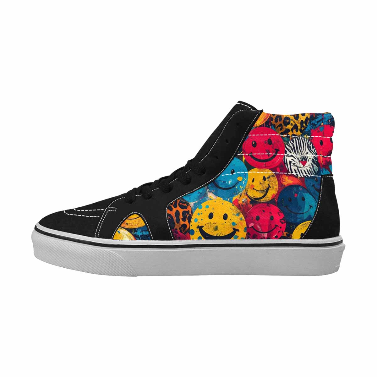MEN'S Smiley Faces High Top Canvas Dark Academia Custom Sneakers
