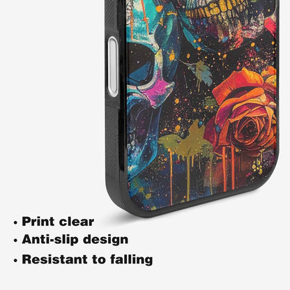 iPhone 16 Case — Skulls Roses Acid Wash Custom, Personalized Phone Case