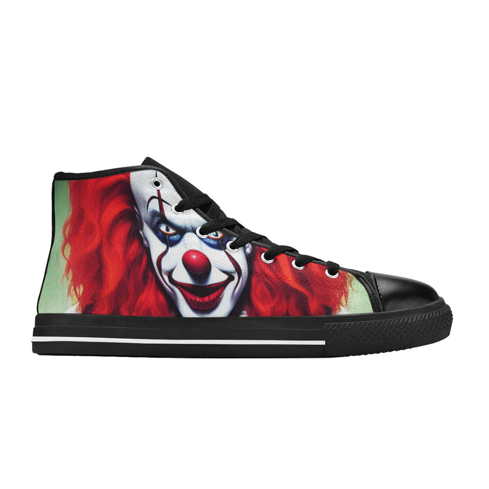 MEN'S Cc Evil Clown 1 High Top Canvas Wallpaper Art Custom Sneakers