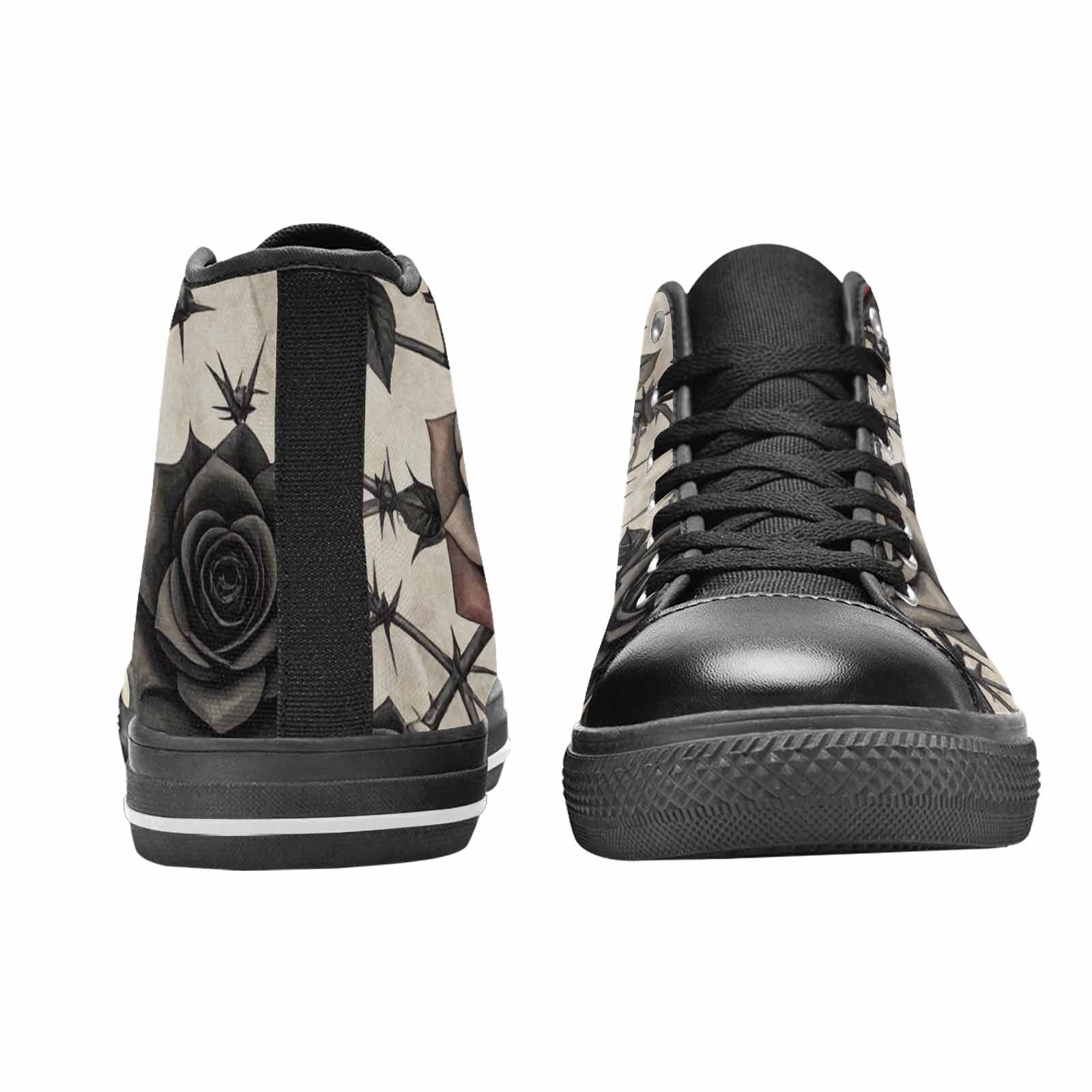 MEN'S Black Gothic Rose High Top Canvas Neon Fantasy Shoes