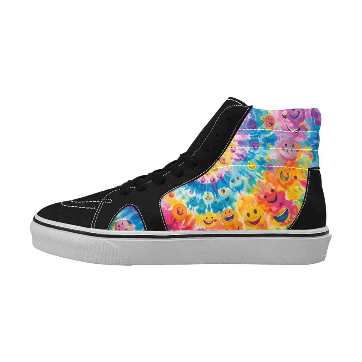 MEN'S Smiley Facessmiley Faces  High Top Canvas Neon Fantasy Custom Shoes