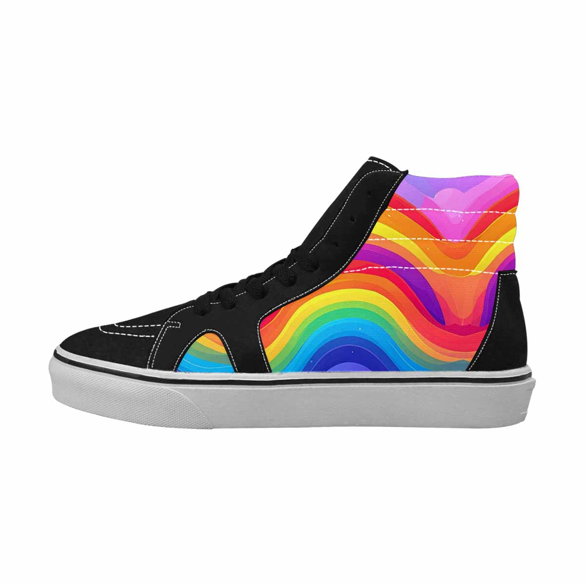 WOMEN'S Rainbow Pride High Top Canvas Vibrant Chaos Custom Shoes