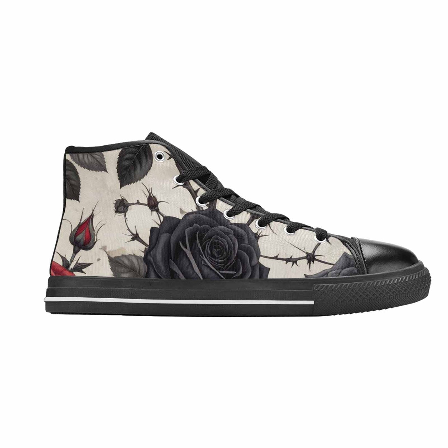 MEN'S Black Gothic Rose High Top Canvas Y2K Shoes