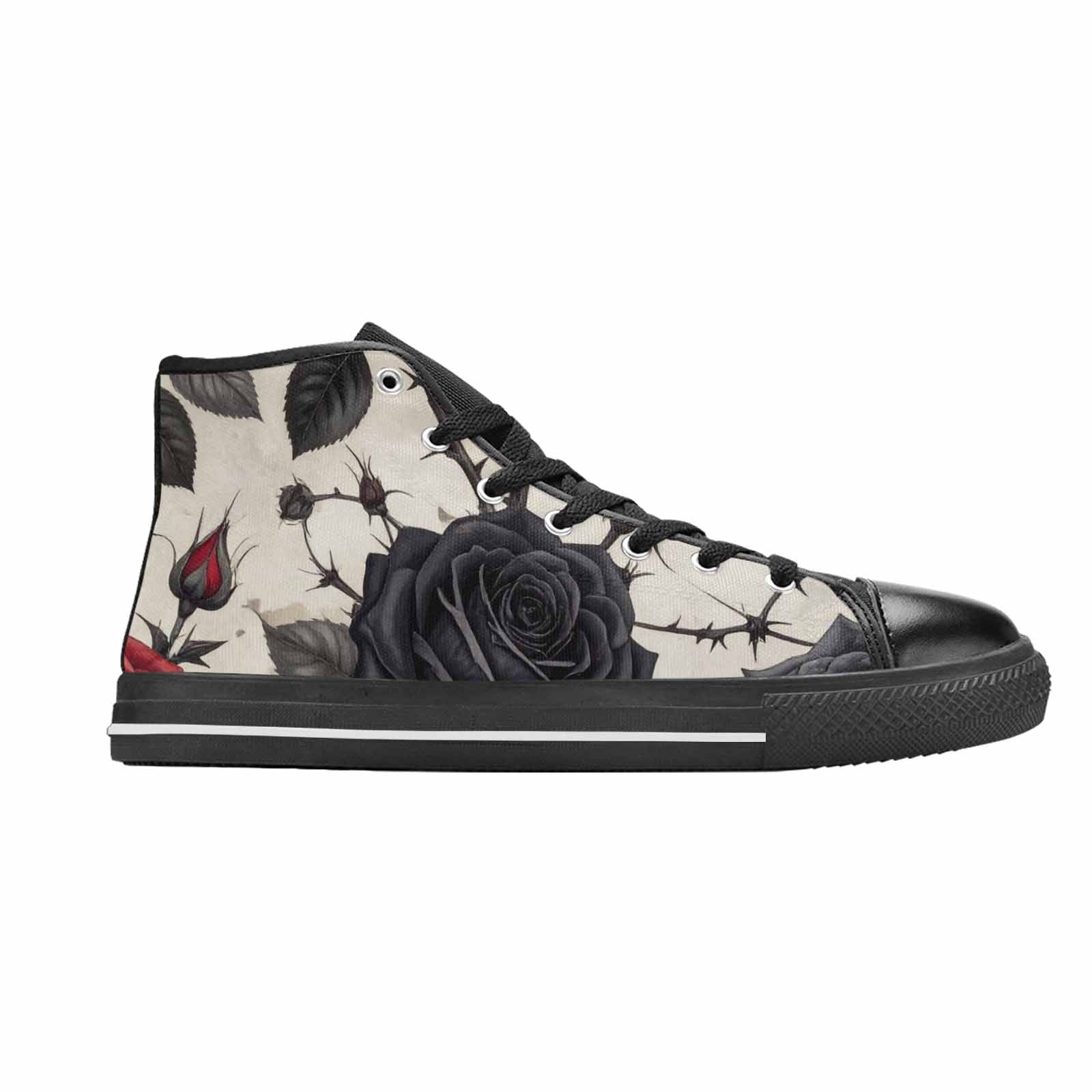 MEN'S Black Gothic Rose High Top Canvas Y2K Shoes